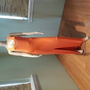 Bebe Rhinestone Logo Tank Dress Bright Orange L